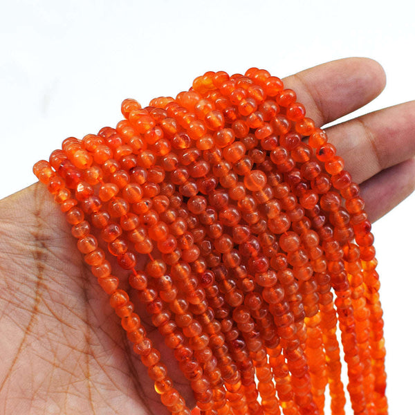 gemsmore:1 pc 04mm Carnelian Drilled Beads Strand 13 inches