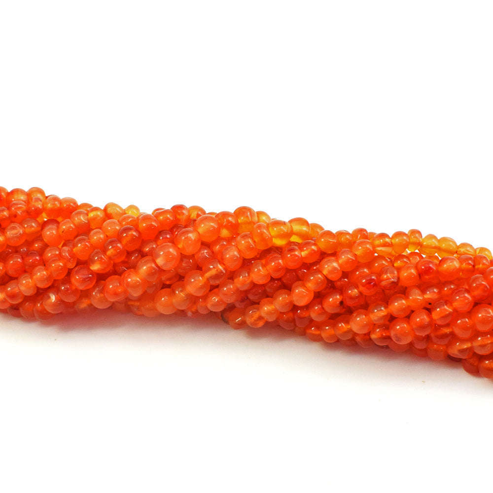 gemsmore:1 pc 04mm Carnelian Drilled Beads Strand 13 inches