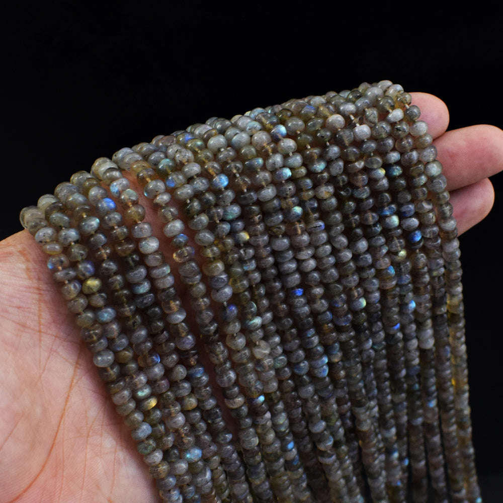 gemsmore:1 pc 04mm Labradorite Drilled Beads Strand 13 inches