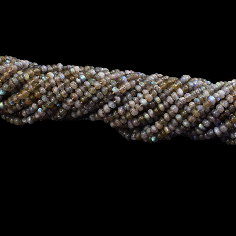 gemsmore:1 pc 04mm Labradorite Drilled Beads Strand 13 inches