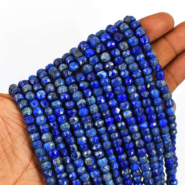 gemsmore:1 pc 06-07mm Faceted Lapis Lazuli Drilled Beads Strand 12 inches