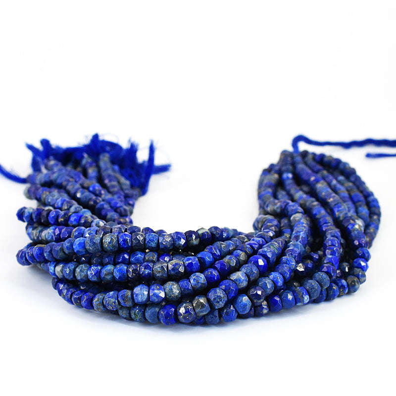 gemsmore:1 pc 06-07mm Faceted Lapis Lazuli Drilled Beads Strand 12 inches