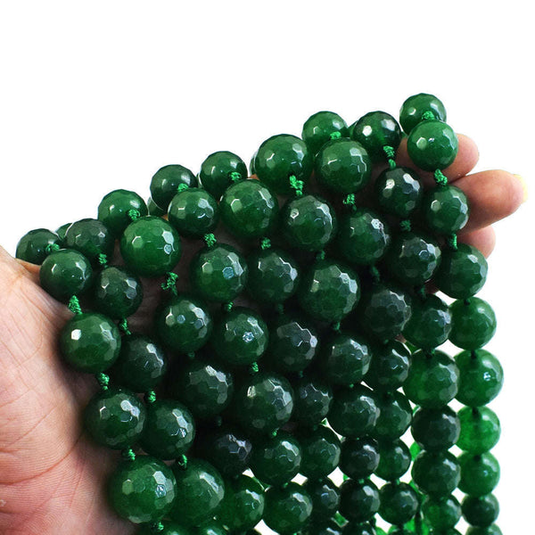 gemsmore:1 pc 06-15mm Faceted Green Onyx Drilled Beads Strand 18 inches