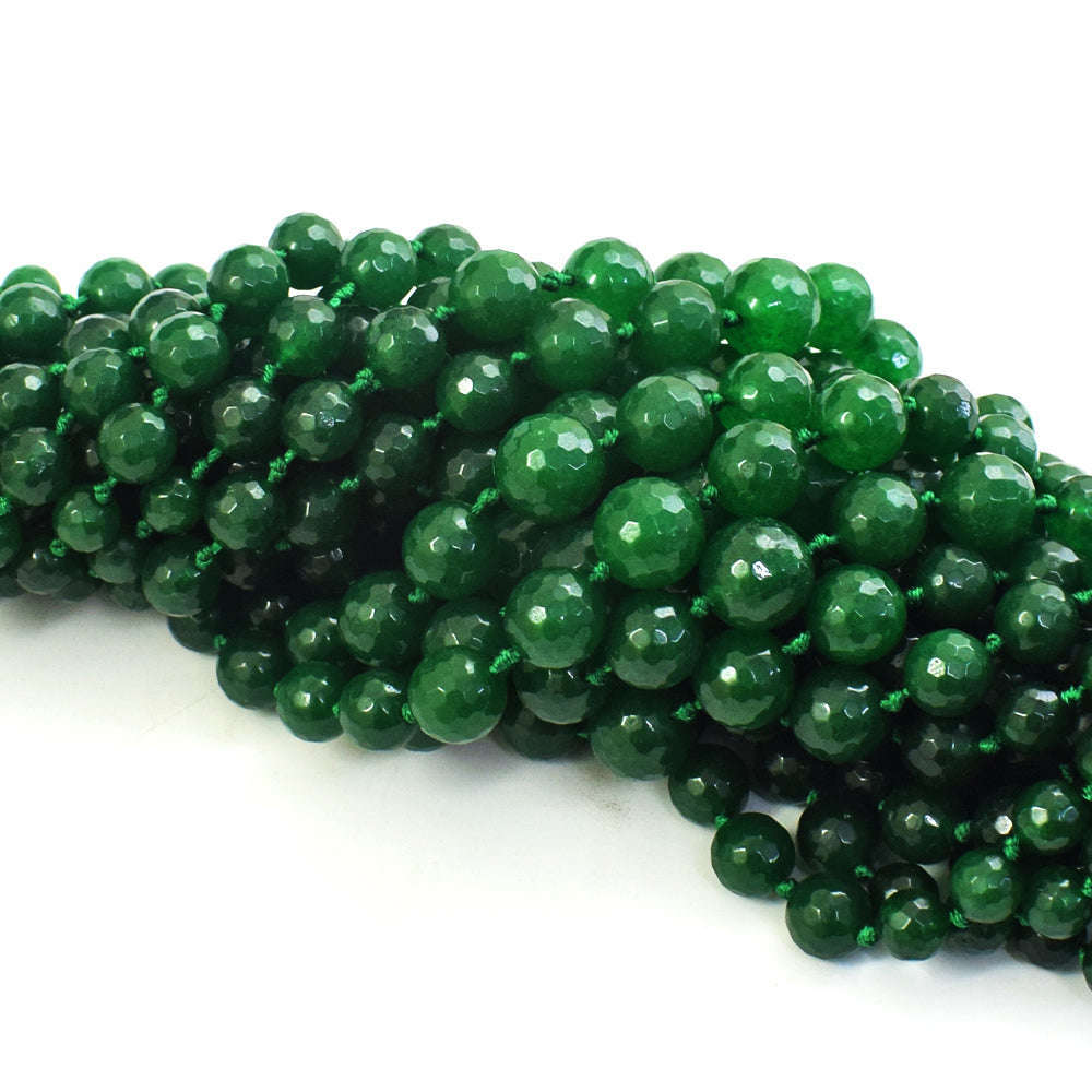 gemsmore:1 pc 06-15mm Faceted Green Onyx Drilled Beads Strand 18 inches