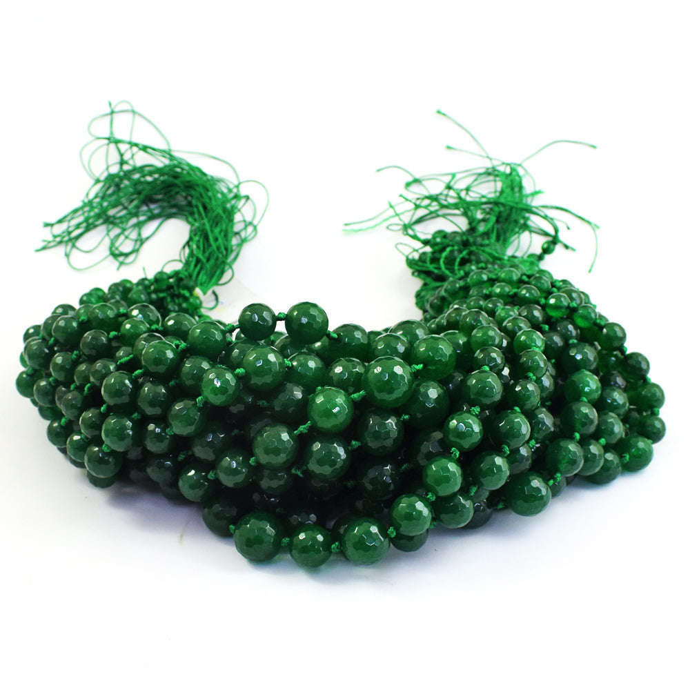 gemsmore:1 pc 06-15mm Faceted Green Onyx Drilled Beads Strand 18 inches