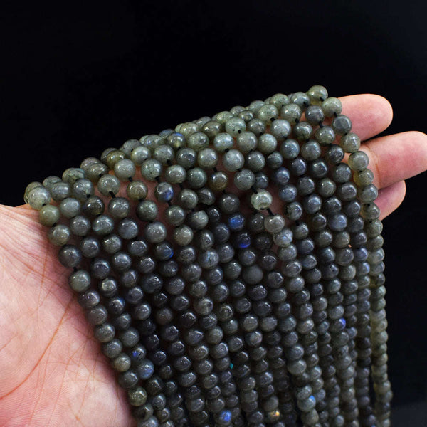 gemsmore:1 pc 06mm Labradorite Drilled Beads Strand 13 inches