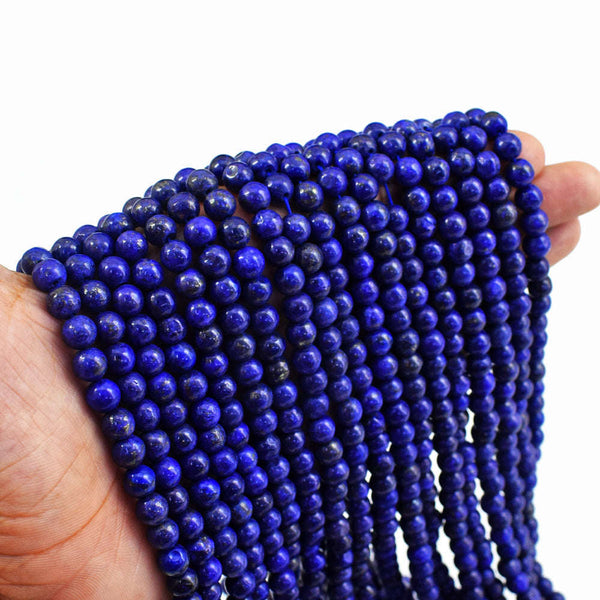 gemsmore:1 pc 06mm Lapis Lazuli  Drilled Beads Strand 13 inches
