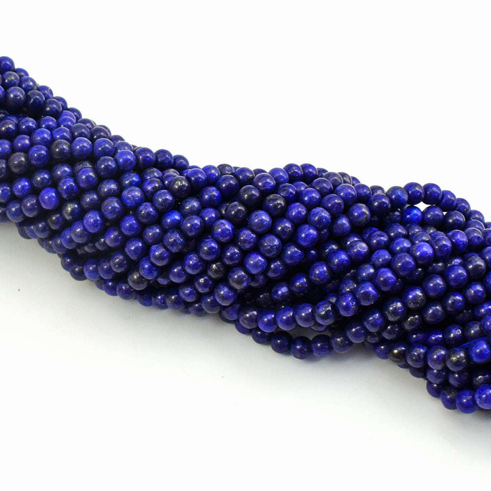 gemsmore:1 pc 06mm Lapis Lazuli  Drilled Beads Strand 13 inches