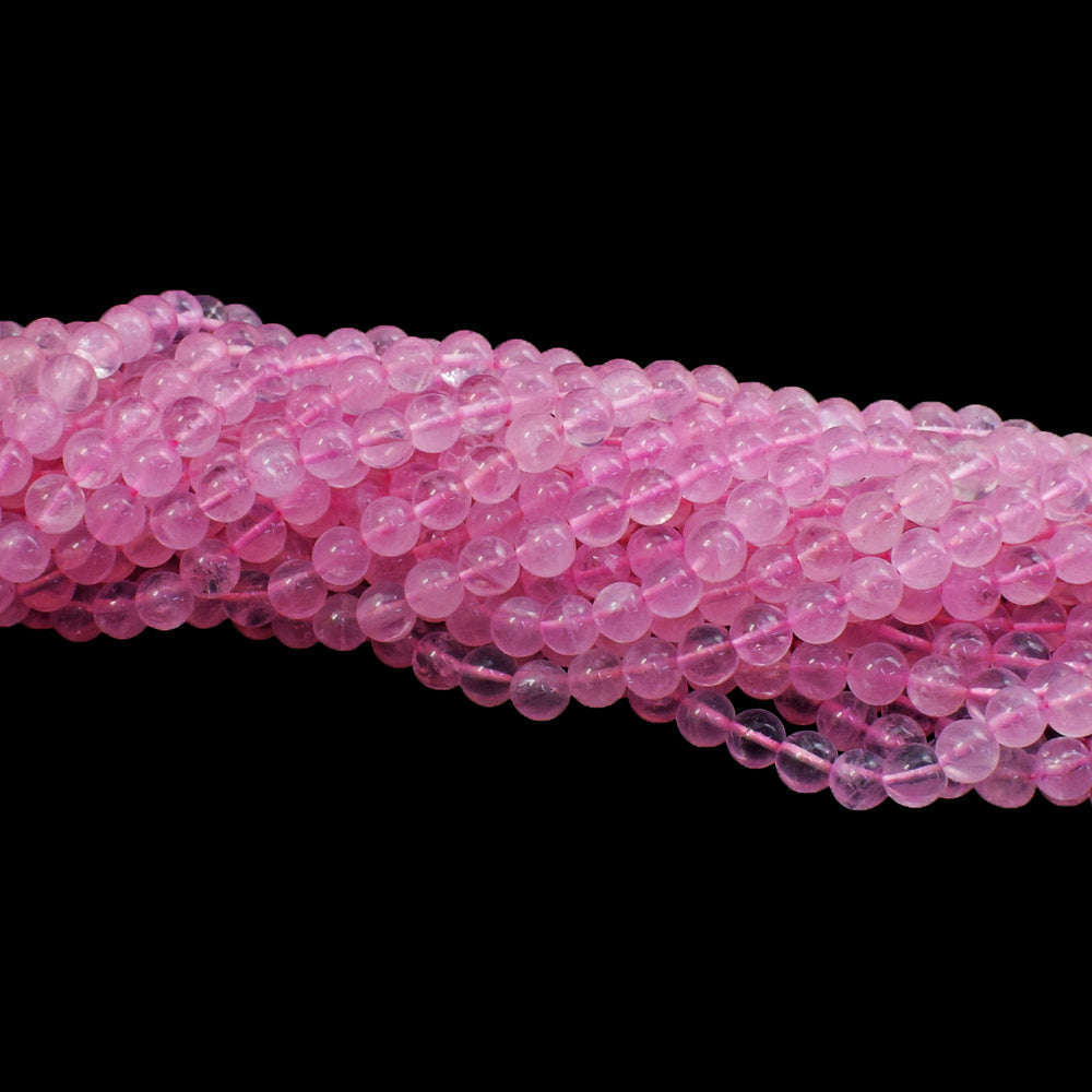 gemsmore:1 pc 07mm Rose Quartz Drilled Beads Strand 13 inches
