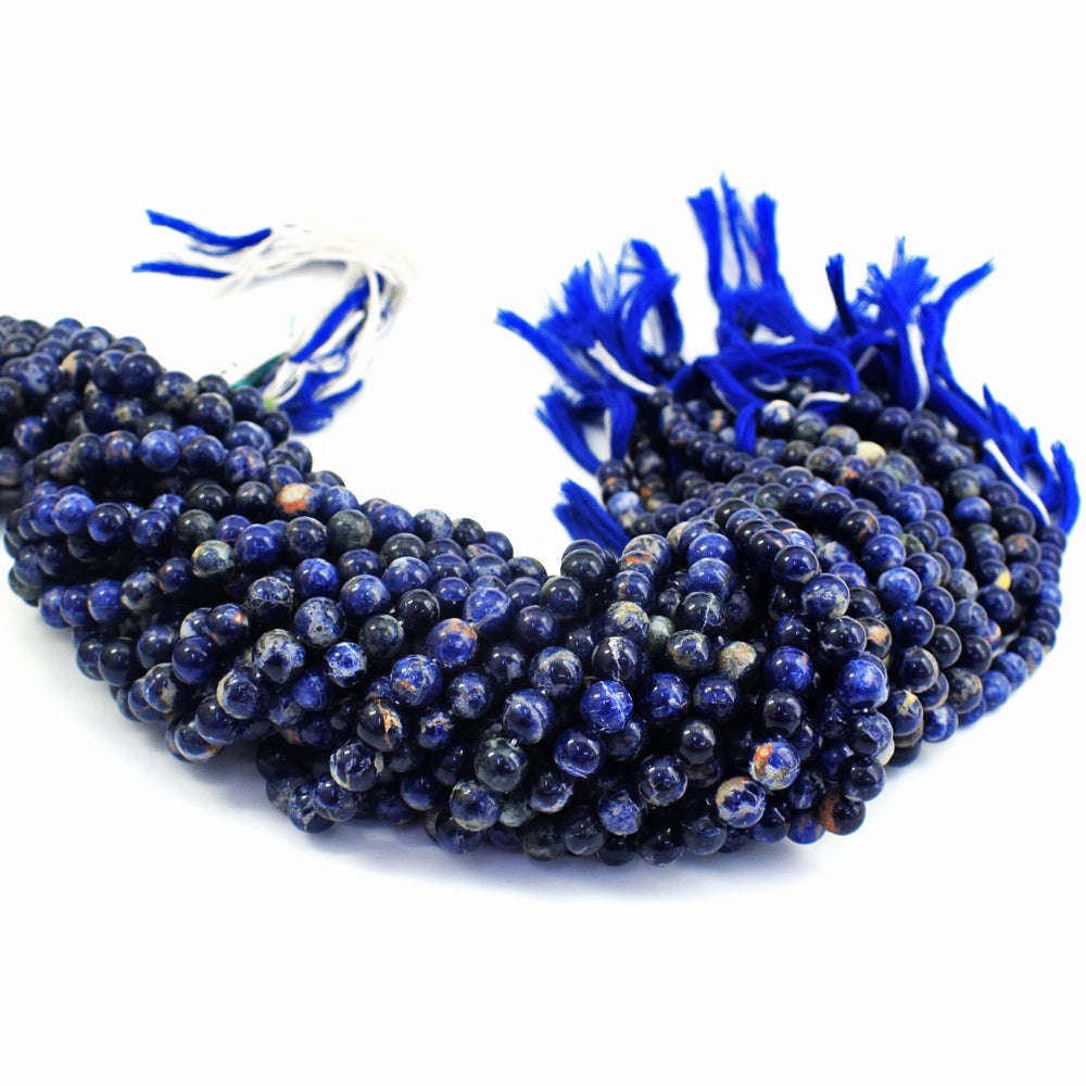 gemsmore:1 pc 07mm Sodalite Drilled Beads Strand 13 inches