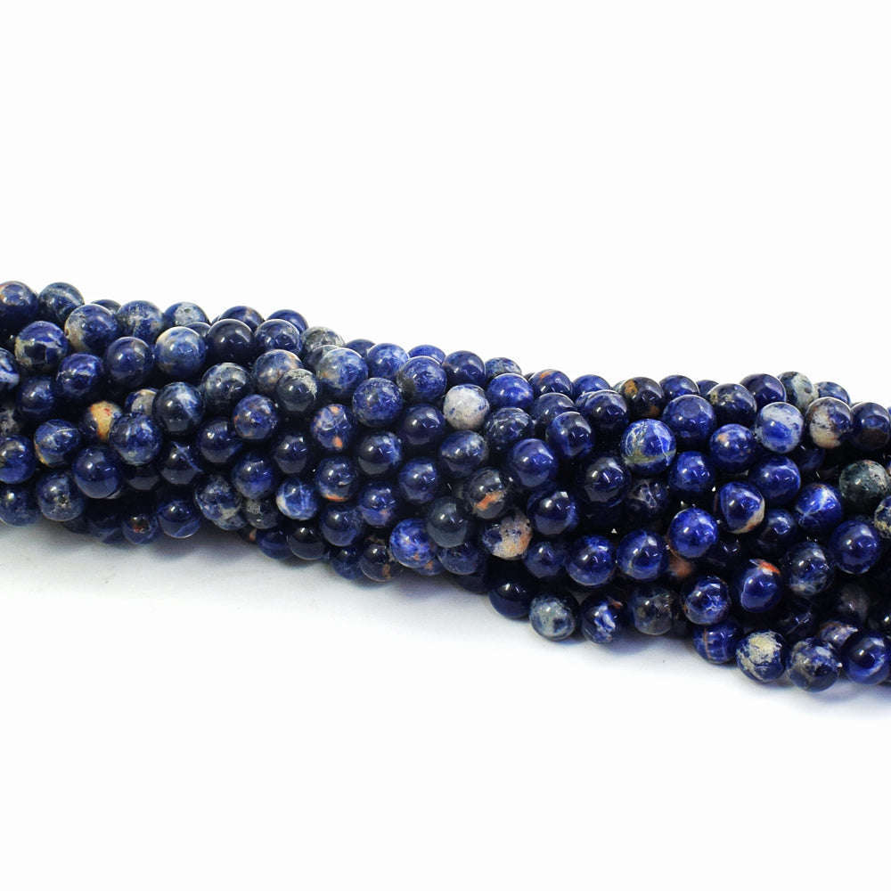 gemsmore:1 pc 07mm Sodalite Drilled Beads Strand 13 inches