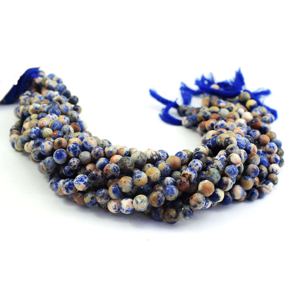 gemsmore:1 pc 07mm Sodalite Drilled Beads Strand 13 inches