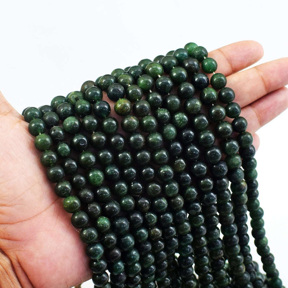 gemsmore:1 pc 08mm Jade  Drilled Beads Strand 12 inches