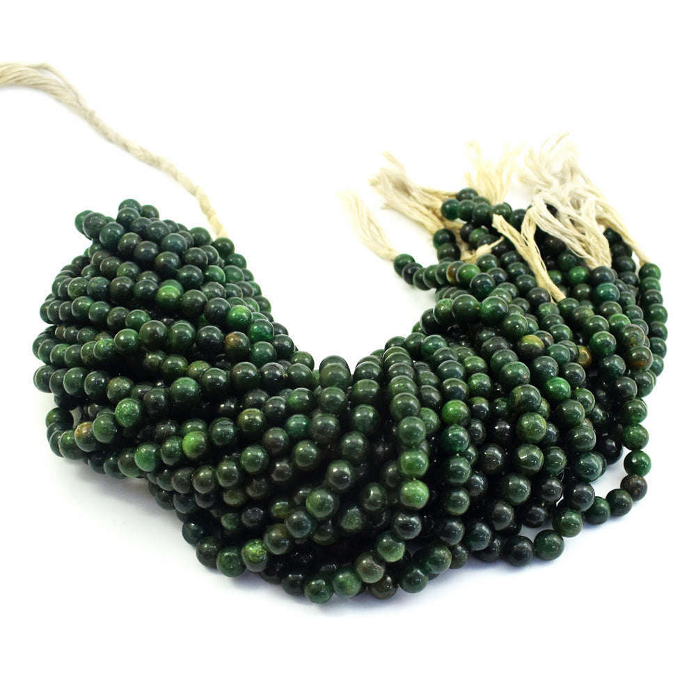 gemsmore:1 pc 08mm Jade  Drilled Beads Strand 12 inches