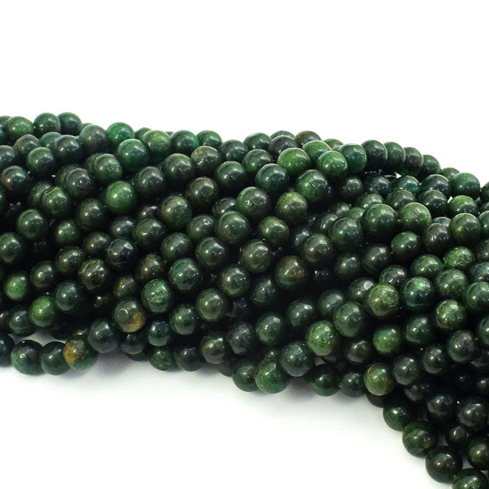 gemsmore:1 pc 08mm Jade  Drilled Beads Strand 12 inches