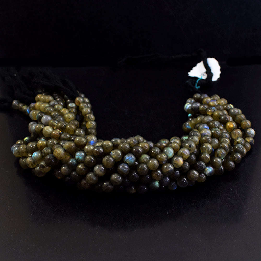 gemsmore:1 pc 08mm Labradorite Drilled Beads Strand 14  Inches