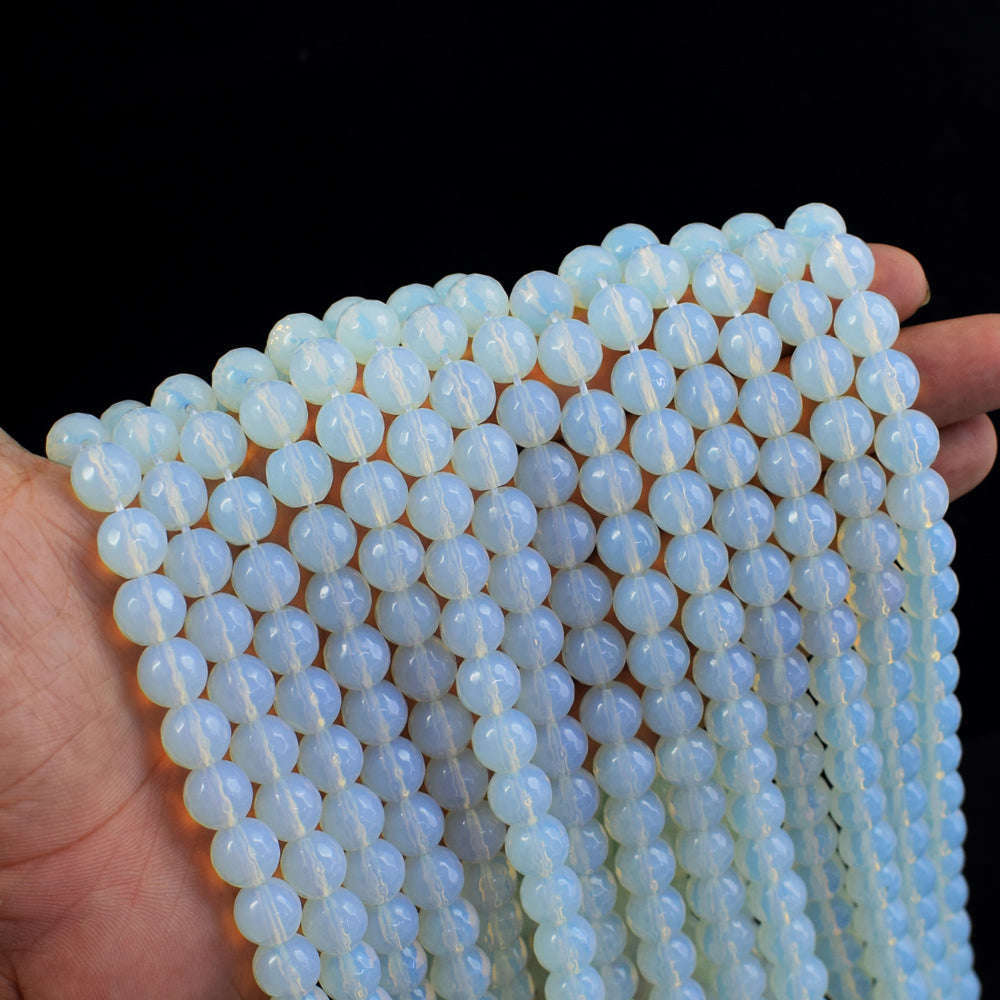 gemsmore:1 pc 08mm Opalite  Drilled Beads Strand 15  Inches