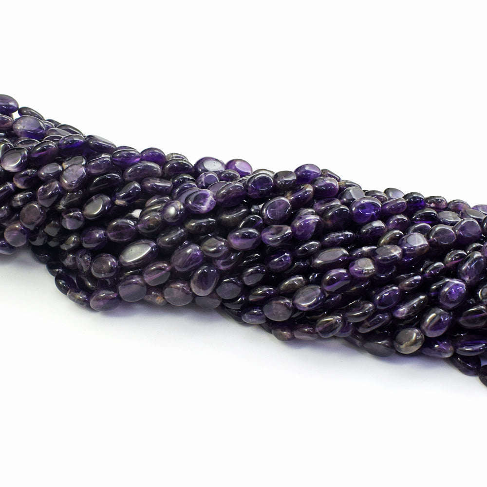 gemsmore:1 pc 09-11mm Amethyst Drilled Beads Strand 14 inches