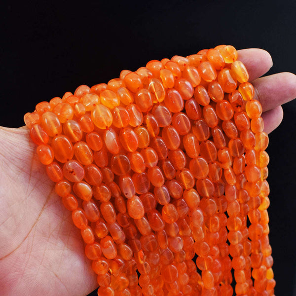 gemsmore:1 pc 09-11mm Carnelian  Drilled Beads Strand 13 inches