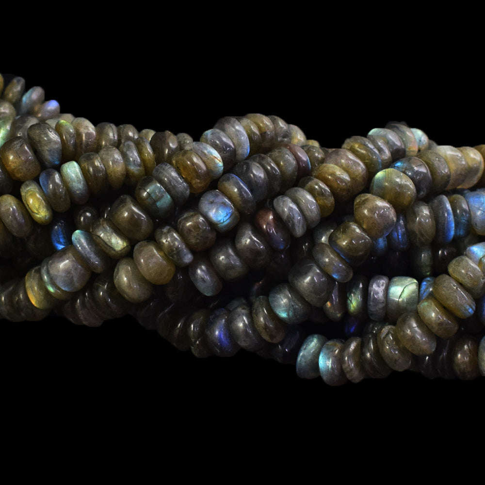 gemsmore:1 pc 09-12mm Labradorite Drilled Beads Strand 10 inches