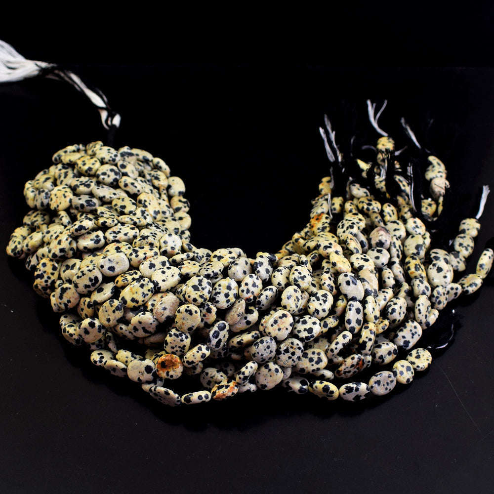 gemsmore:1 pc 09-14mm Dalmation Jasper  Drilled Beads Strand 12 Inches