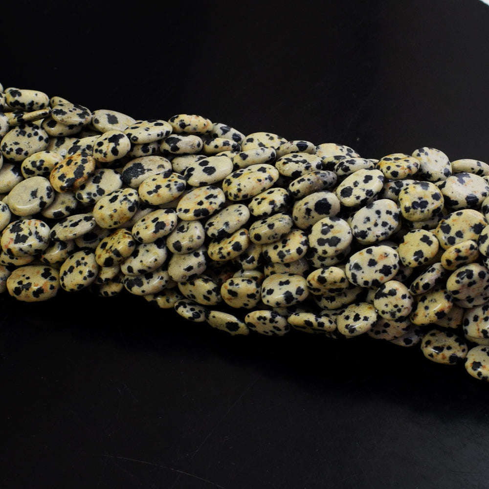 gemsmore:1 pc 09-14mm Dalmation Jasper  Drilled Beads Strand 12 Inches