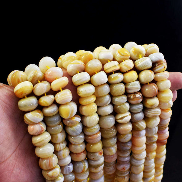 gemsmore:1 pc 10-11mm Agate Drilled Beads Strand 13 inches