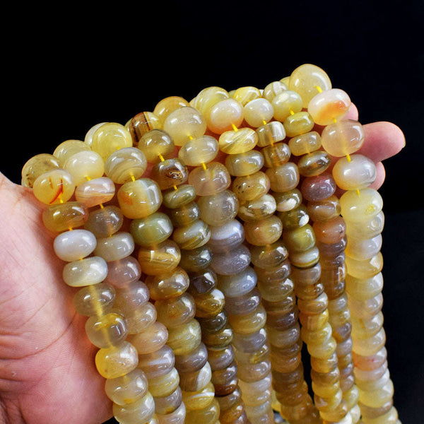 gemsmore:1 pc 10-12mm Onyx Drilled Beads Strand 13 inches