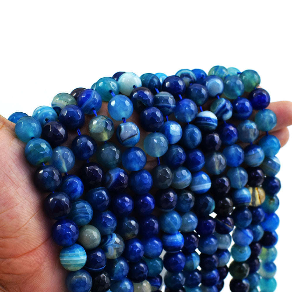 gemsmore:1 pc 10mm Faceted Onyx Drilled Beads Strand 14 inches