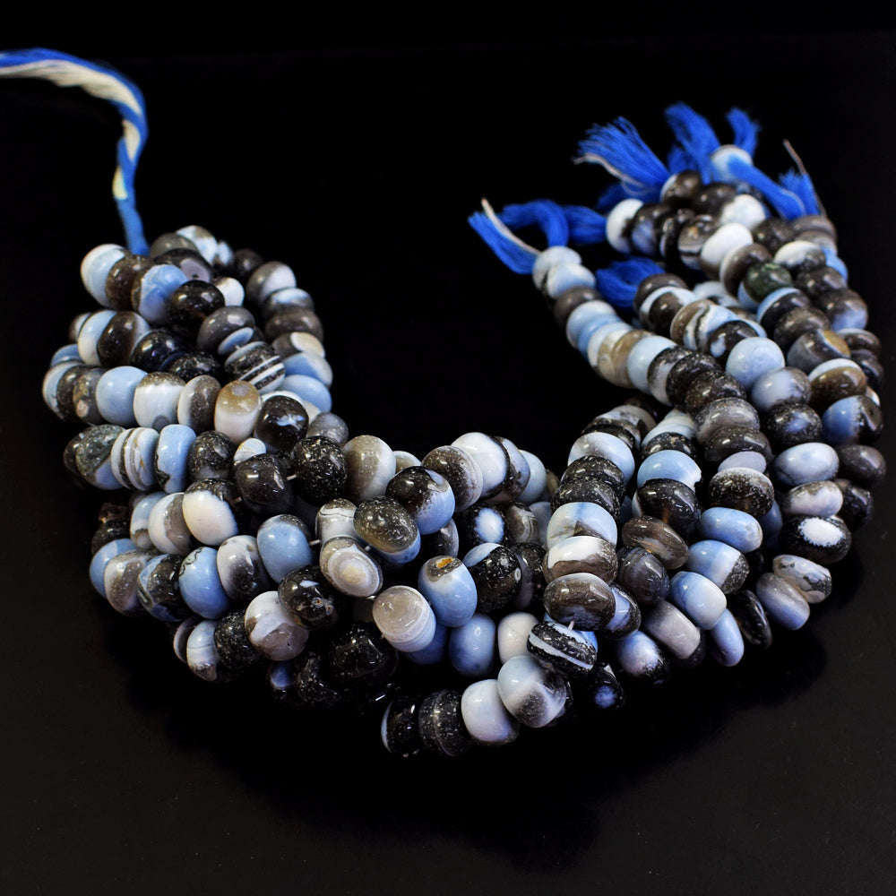 gemsmore:1 pc 12-13mm Blue Lace Agate Drilled Beads Strand 11  inches