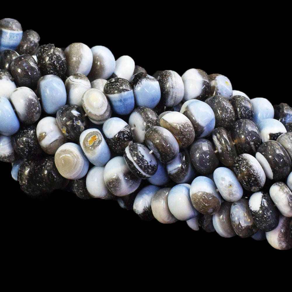 gemsmore:1 pc 12-13mm Blue Lace Agate Drilled Beads Strand 11  inches