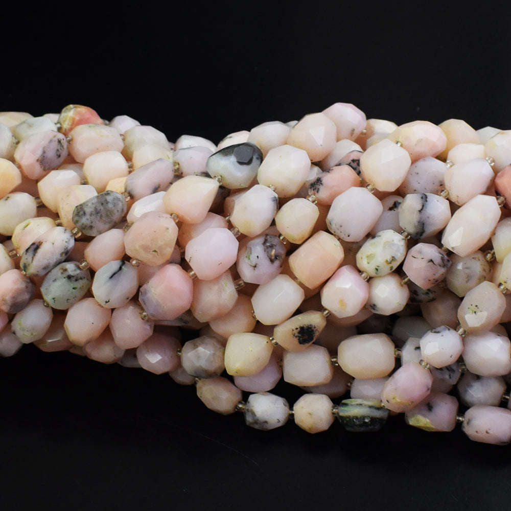 gemsmore:1 pc 12-15mm Faceted Pink Australian Opal Drilled Beads Strand 13  Inches