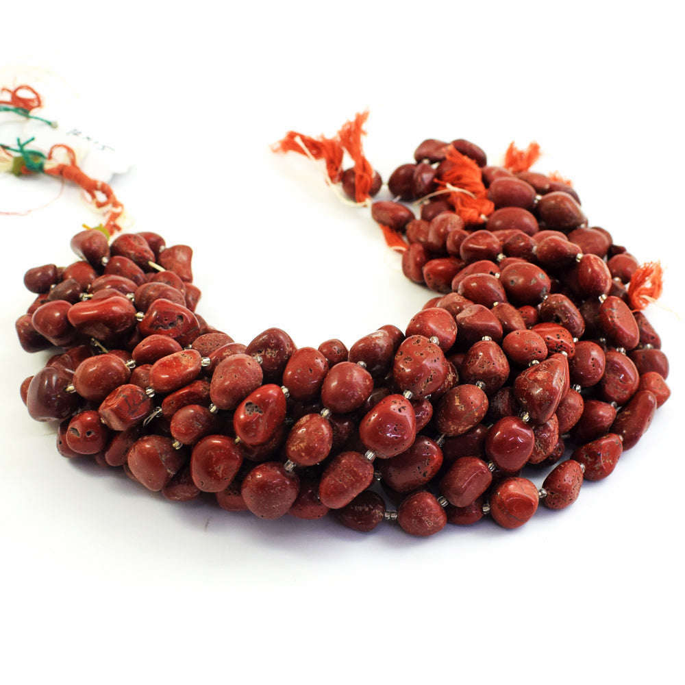 gemsmore:1 pc 14-17mm Red Jasper Drilled Beads Strand 14  Inches