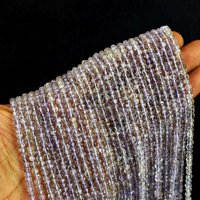 gemsmore:1 pc 3-4mm Faceted Amethyst Drilled Beads Strand 13 inches