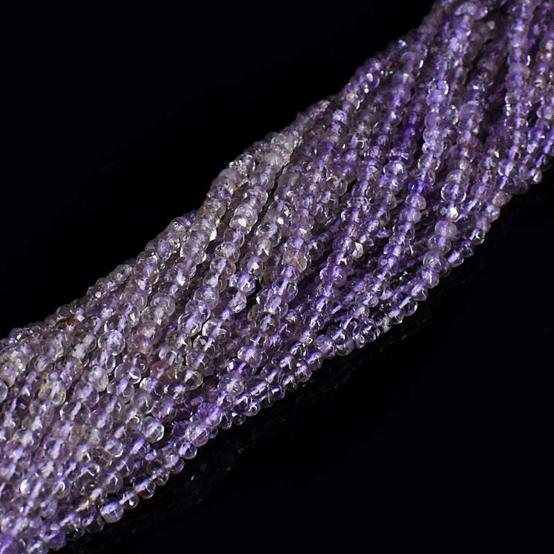 gemsmore:1 pc 3-4mm Faceted Amethyst Drilled Beads Strand 13 inches