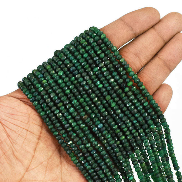 gemsmore:1 pc 3-4mm Faceted Jade Drilled Beads Strand 13 inches