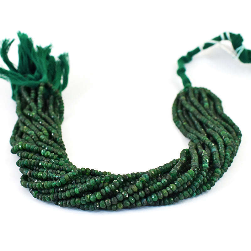 gemsmore:1 pc 3-4mm Faceted Jade Drilled Beads Strand 13 inches
