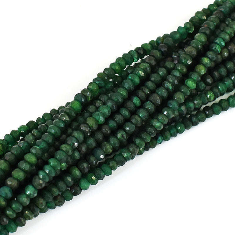 gemsmore:1 pc 3-4mm Faceted Jade Drilled Beads Strand 13 inches