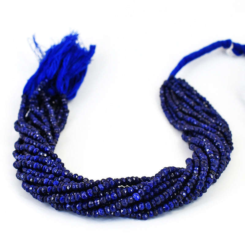 gemsmore:1 pc 3-4mm Faceted Lapis Lazuli Drilled Beads Strand 13 inches