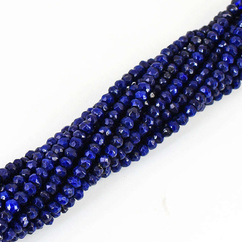 gemsmore:1 pc 3-4mm Faceted Lapis Lazuli Drilled Beads Strand 13 inches