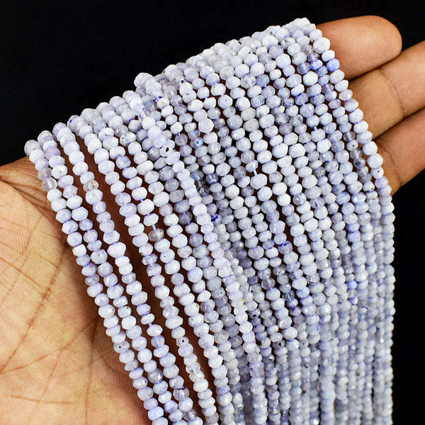 gemsmore:1 pc 3-4mm Faceted Moonstone Drilled Beads Strand 13 inches