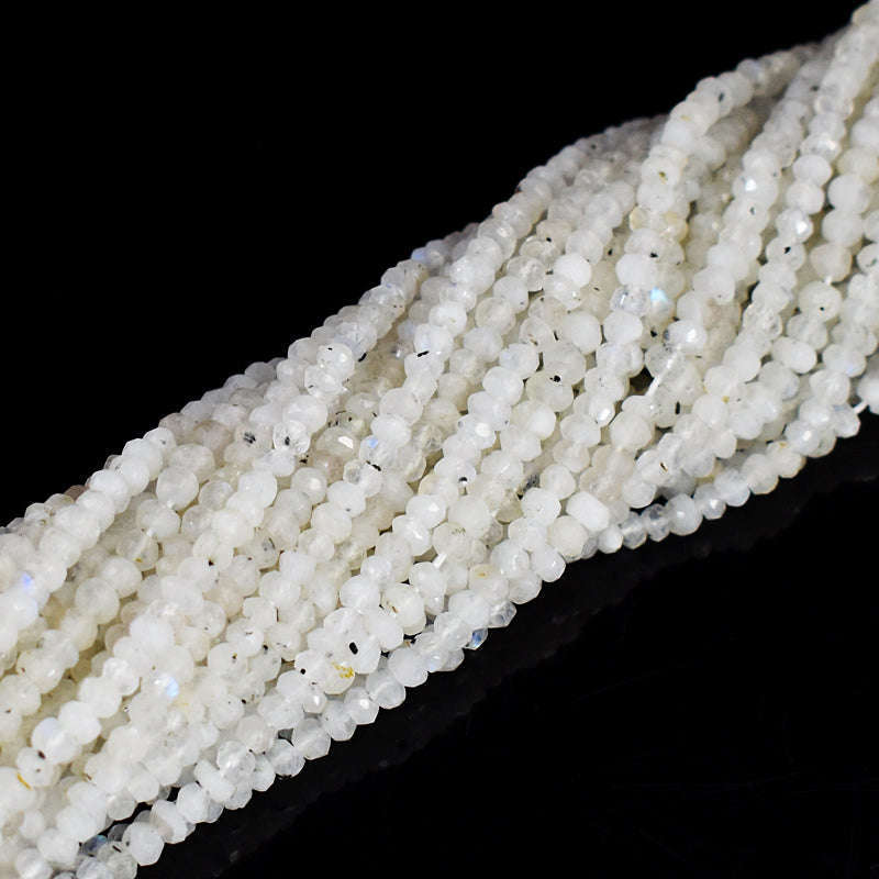 gemsmore:1 pc 3-4mm Faceted Moonstone Drilled Beads Strand 13 inches