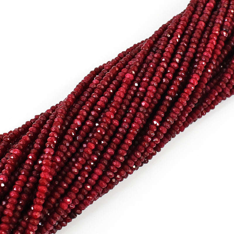 gemsmore:1 pc 3-4mm Faceted Onyx Drilled Beads Strand 14 inches