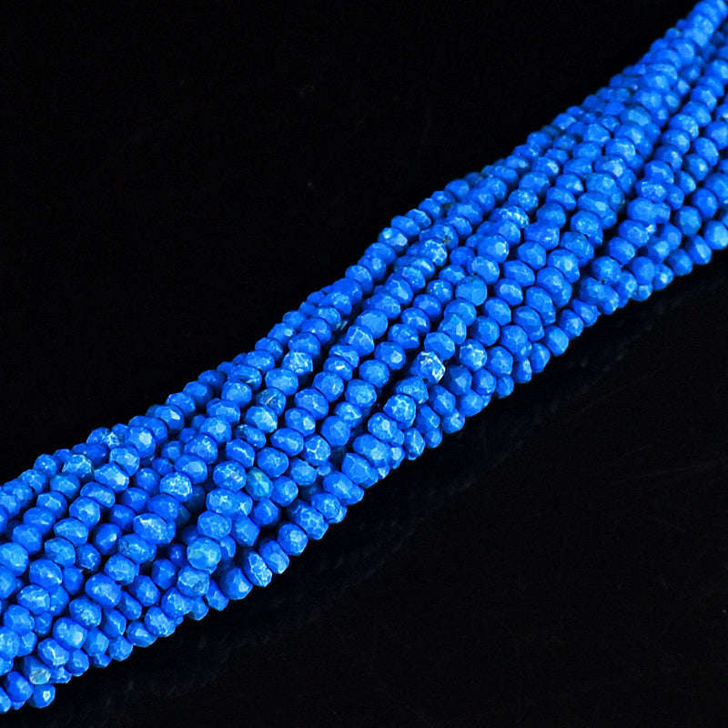 gemsmore:1 pc 3-4mm Faceted Turquoise Drilled Beads Strand 13 inches