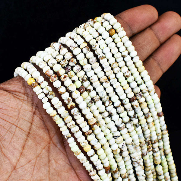 gemsmore:1 pc 4-5mm Faceted Pistachio Jasper Drilled Beads Strand 13 inches