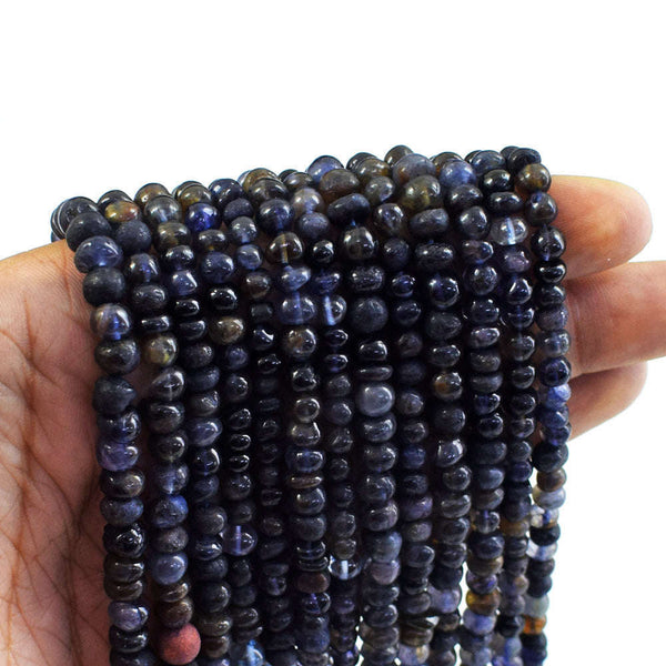 gemsmore:1 pc 4-5mm Iolite Drilled Beads Strand 10  Inches