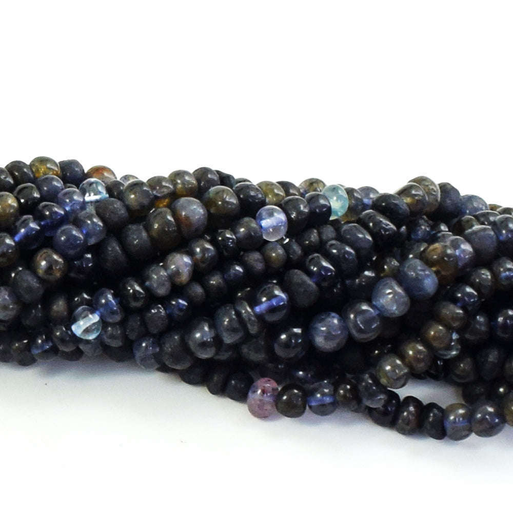 gemsmore:1 pc 4-5mm Iolite Drilled Beads Strand 10  Inches
