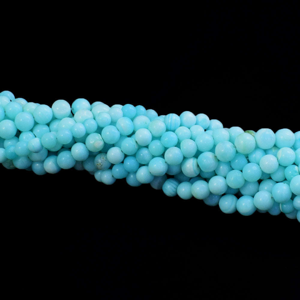 gemsmore:1 pc 5-6mm Blue Opal Drilled Beads Strand 13  Inches