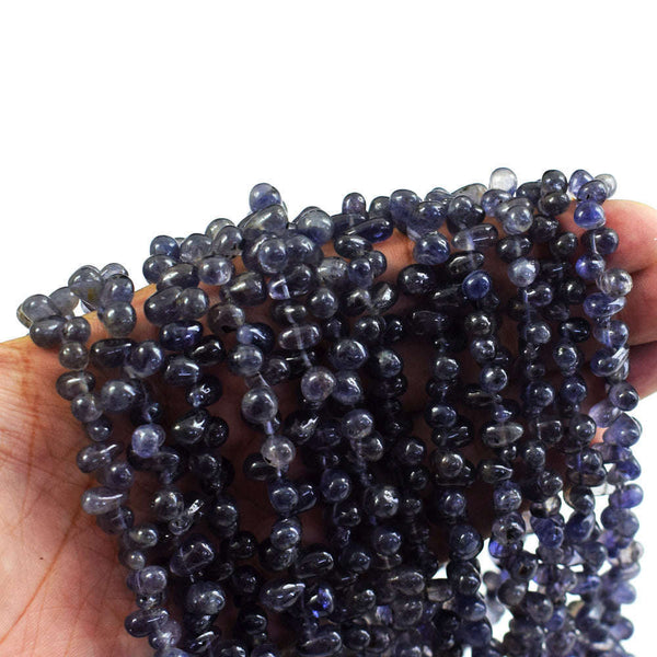 gemsmore:1 pc 6-8mm Iolite  Drilled Beads Strand 13  Inches
