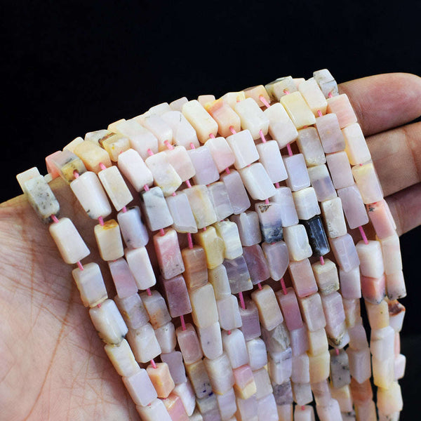 gemsmore:1 pc 7-10mm Pink Australian Opal Drilled Beads Strand 13  Inches